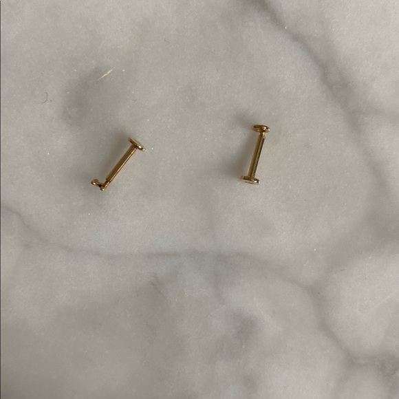 New 14K Gold Flatback Letter Earrings “N” “O” - With Boxes - Picture 8 of 16